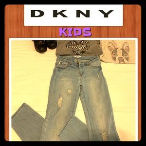 DKNY Distressed Skinny Jeans
